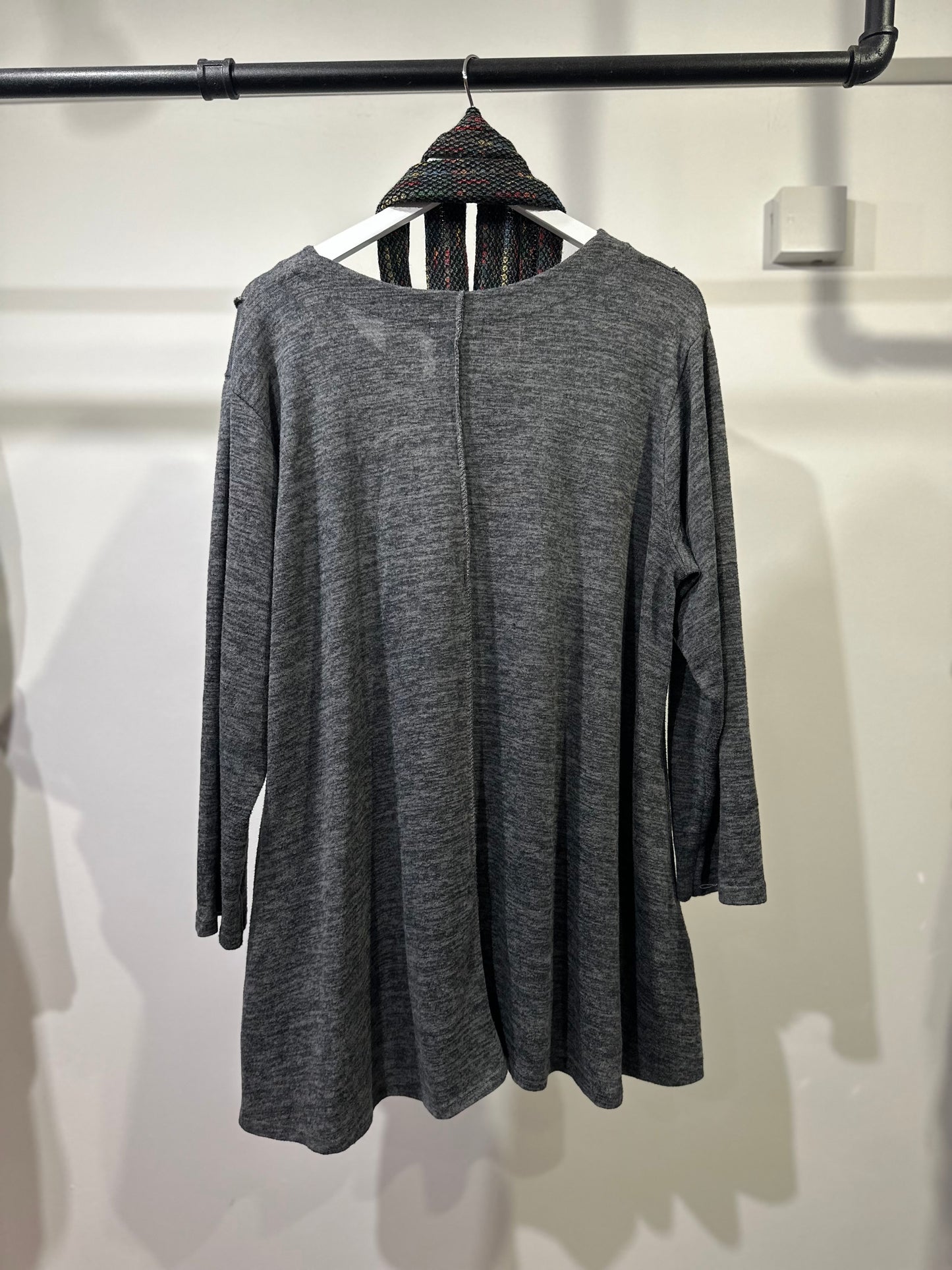 Quirky Grey Long Top With Scarf